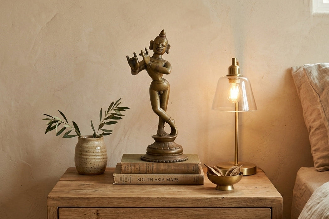 19th Century Indian Brass Krishna Figure