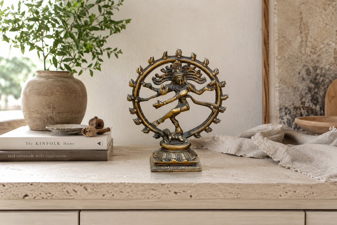 Burnished Brass Miniature Nataraja Deity