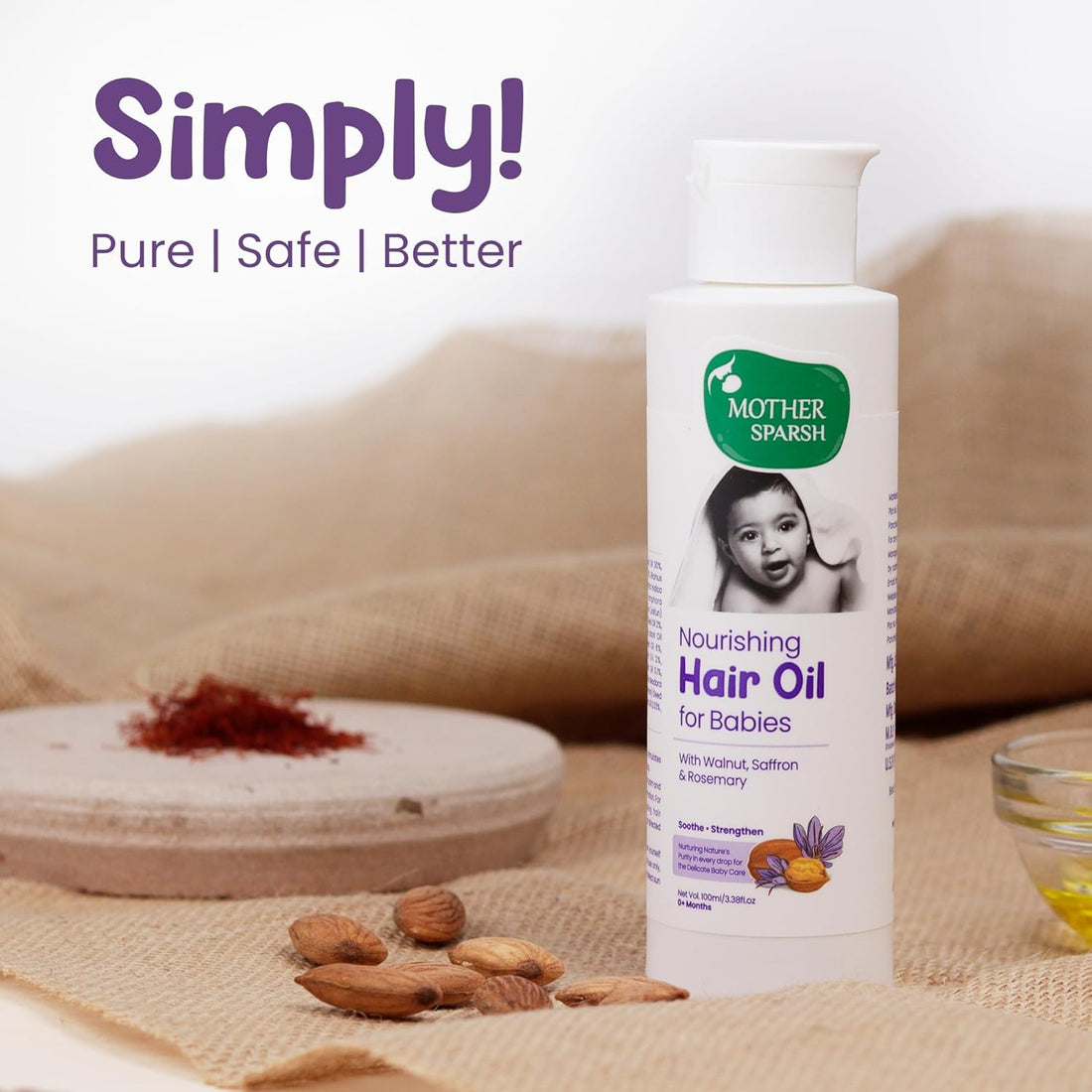 Mother Sparsh Nourishing Baby Hair Oil, Soothe & Nourishes Delicate Baby Scalp, Suitable Hair Oil for Newborns