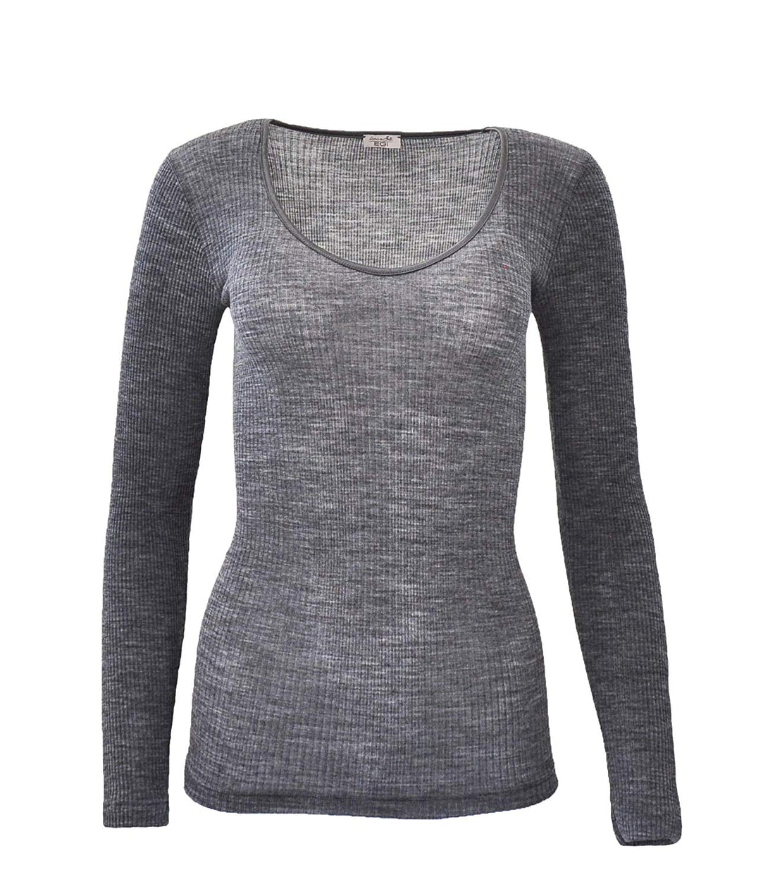 EGi Luxury Wool Silk Long Sleeve Top with Satin Trim. Proudly Made in Italy (1437)