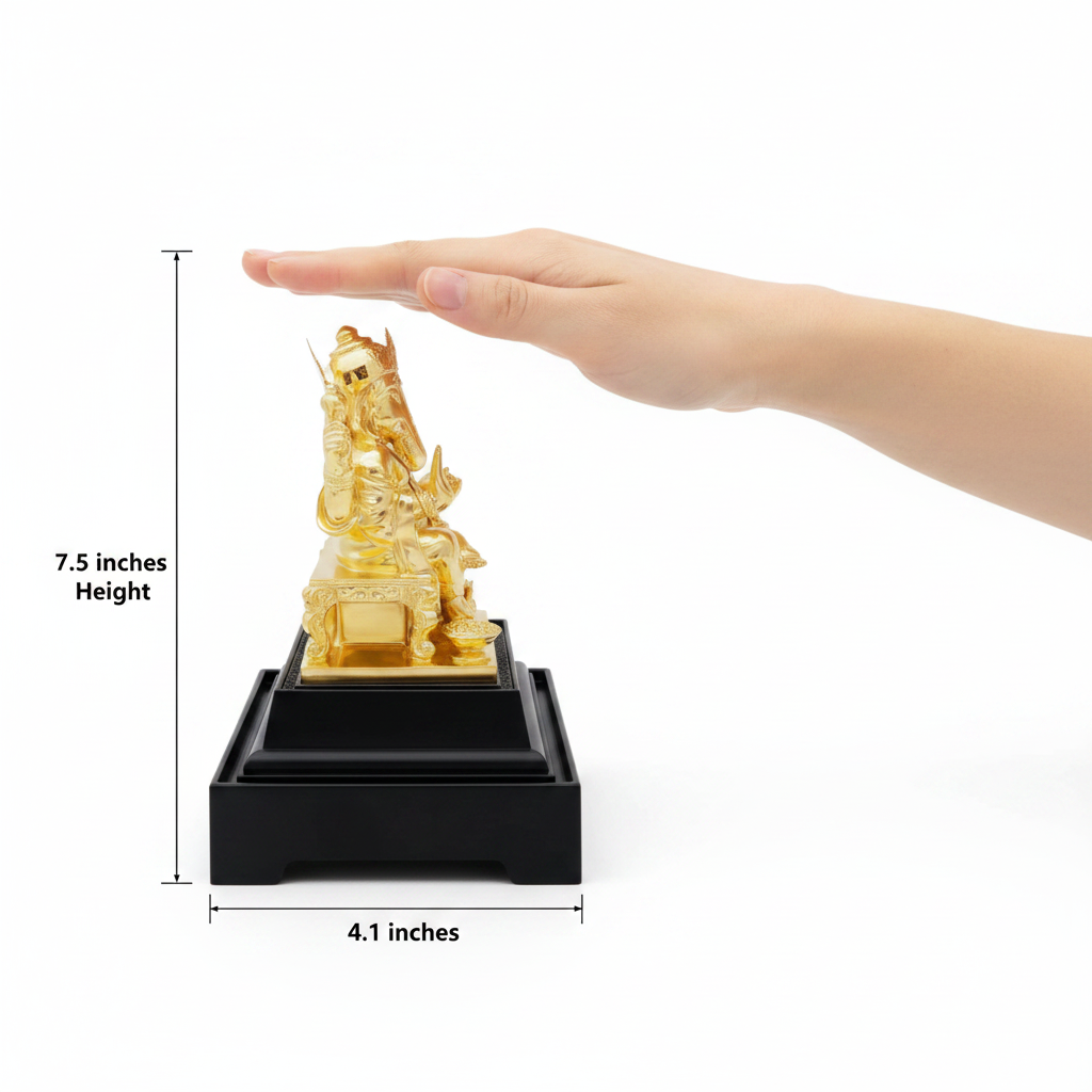 24K Gold Ganesha Statue (7.5") - Vinayaka Murti for Home Mandir, Diwali Pooja & Griha Pravesh Gift