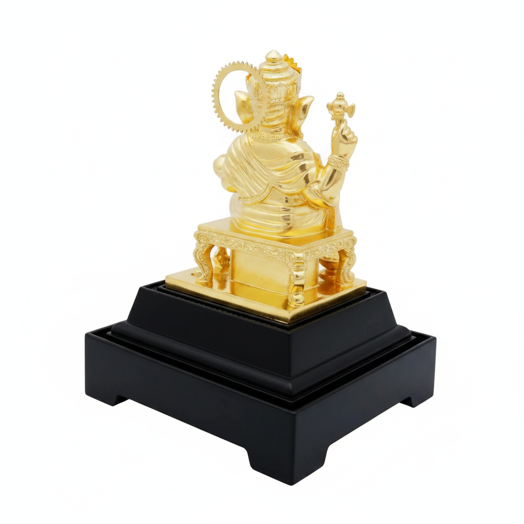 24K Gold Ganesha Statue (7.5") - Vinayaka Murti for Home Mandir, Diwali Pooja & Griha Pravesh Gift