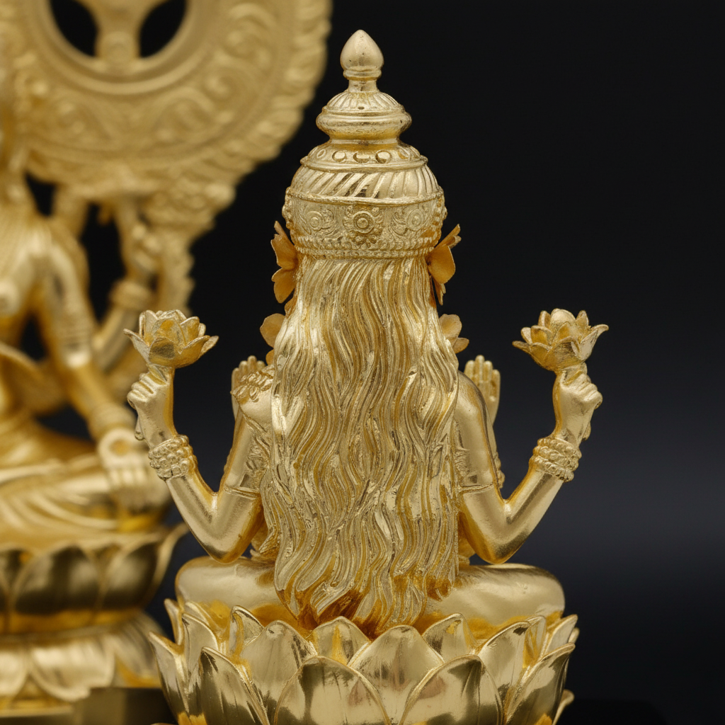 24K Gold Lakshmi Statue (8.7") - Laxmi Murti for Home Mandir, Diwali Pooja & Griha Pravesh Gift