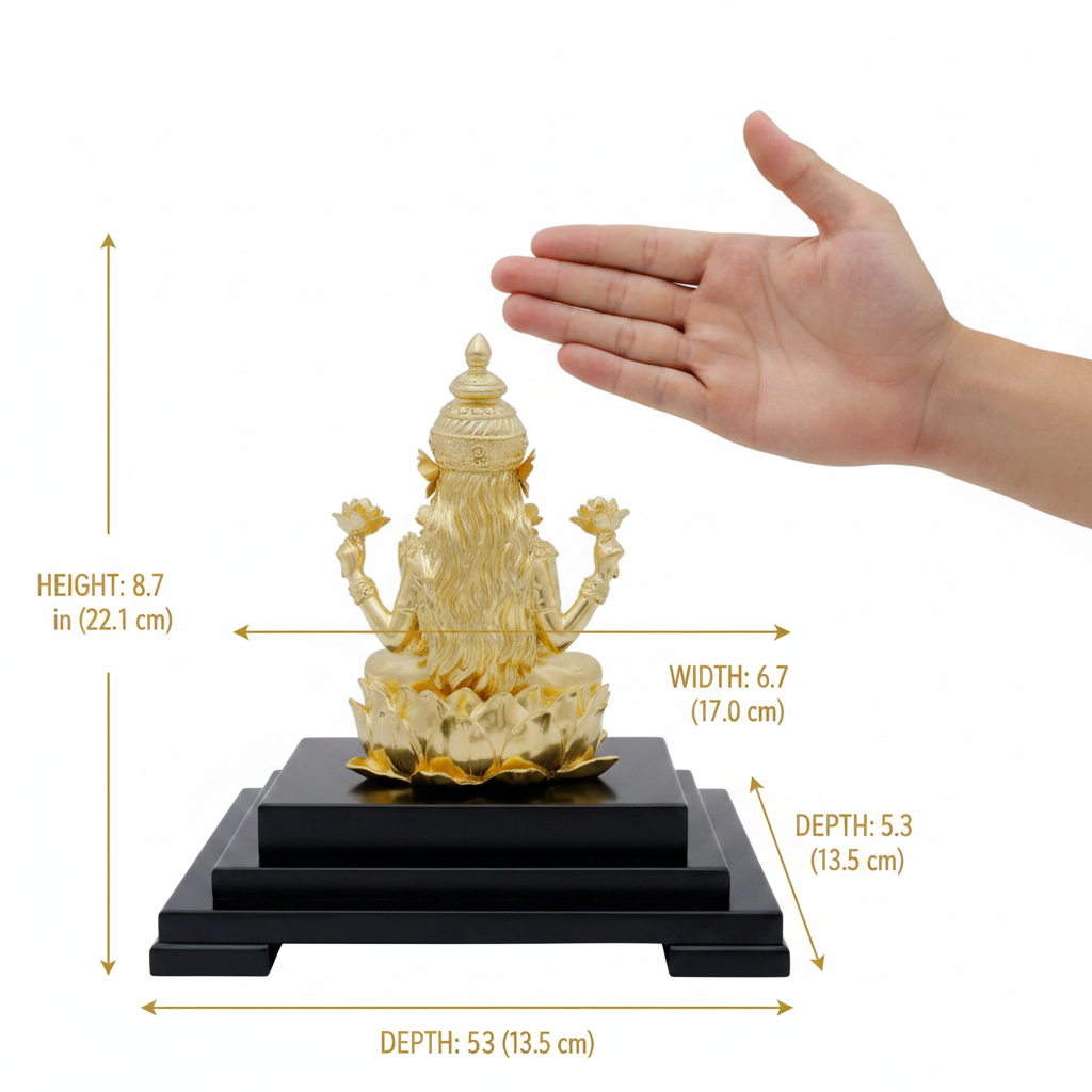 24K Gold Lakshmi Statue (8.7") - Laxmi Murti for Home Mandir, Diwali Pooja & Griha Pravesh Gift