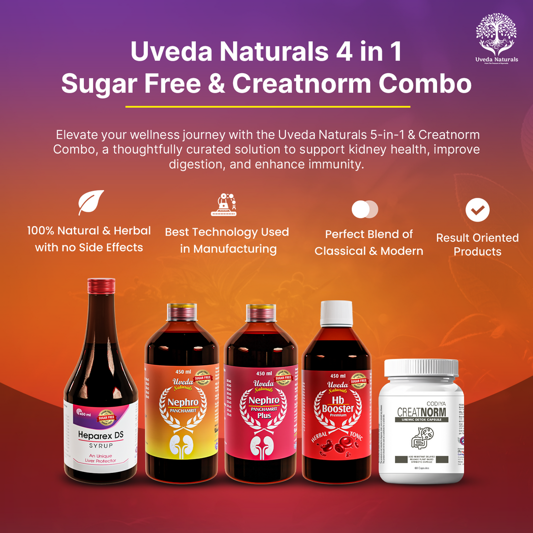 Uveda Naturals 4 in 1 & Creatnorm Sugar Free Combo