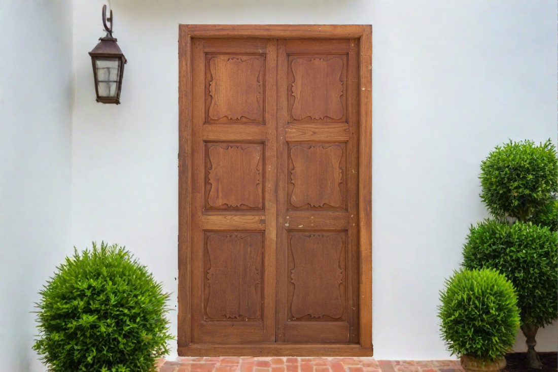 Antique British Colonial Teak Doors with Frame (Trade)