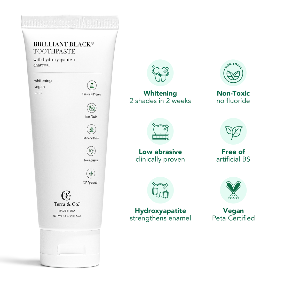Brilliant Black® Toothpaste | Fluoride-Free Activated Charcoal Whitening – Terra & Co.