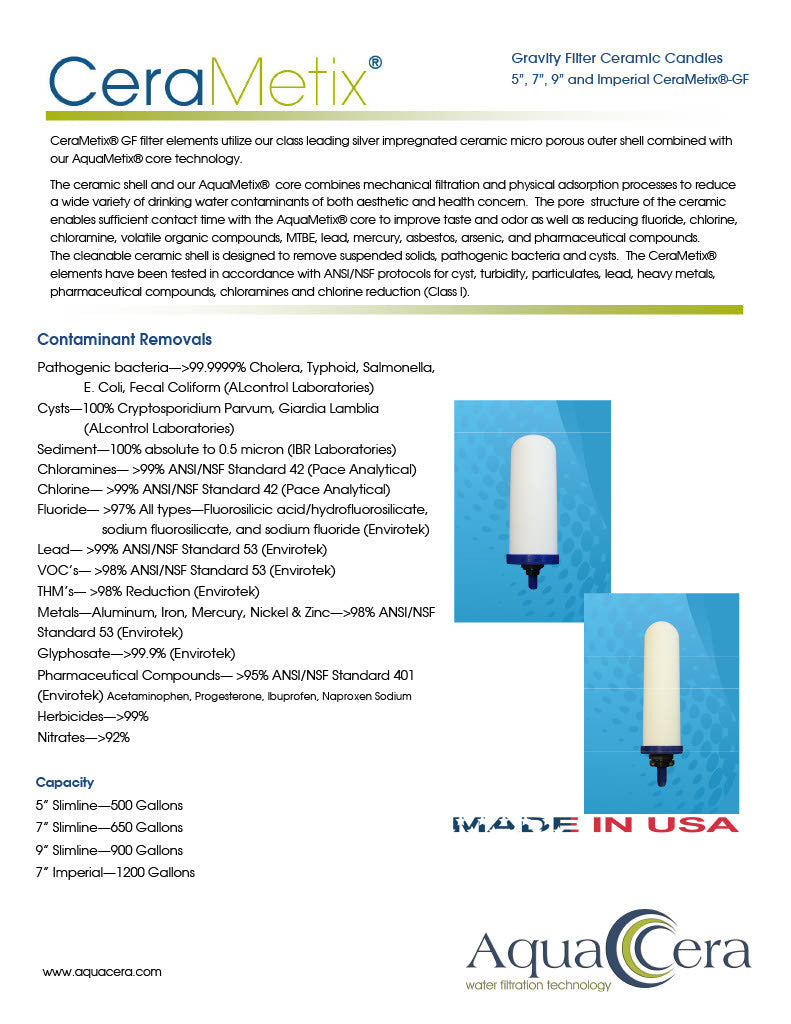 Imperial CeraMetix® 7" Ceramic Contaminant and Fluoride Water Filter