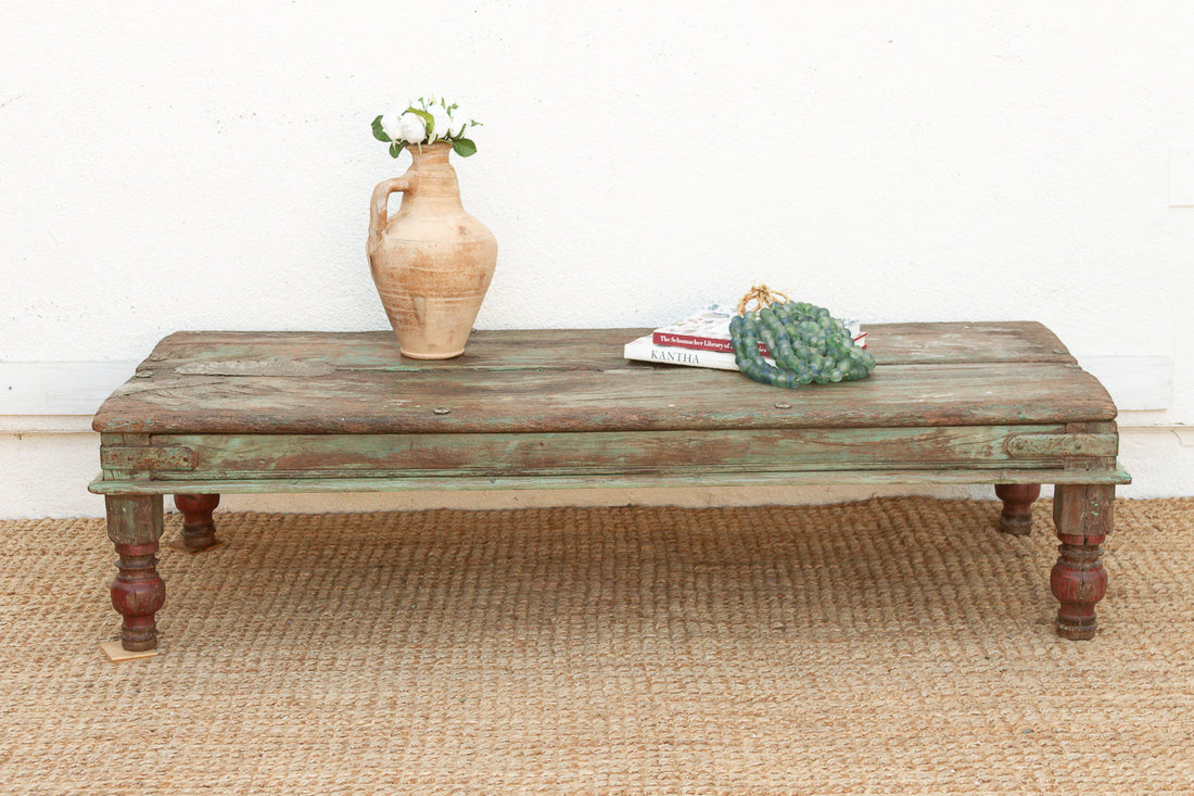 Antique Verdigris Teak Takhat Coffee Table