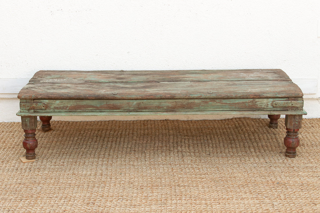 Antique Verdigris Teak Takhat Coffee Table
