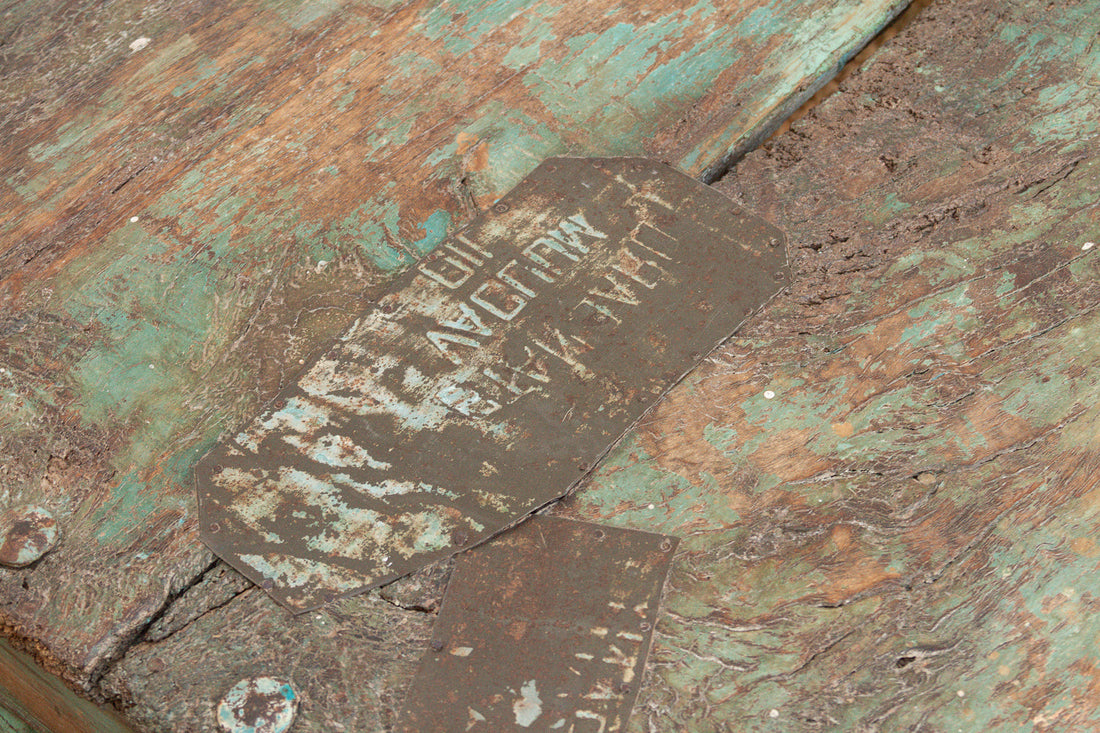 Antique Verdigris Teak Takhat Coffee Table