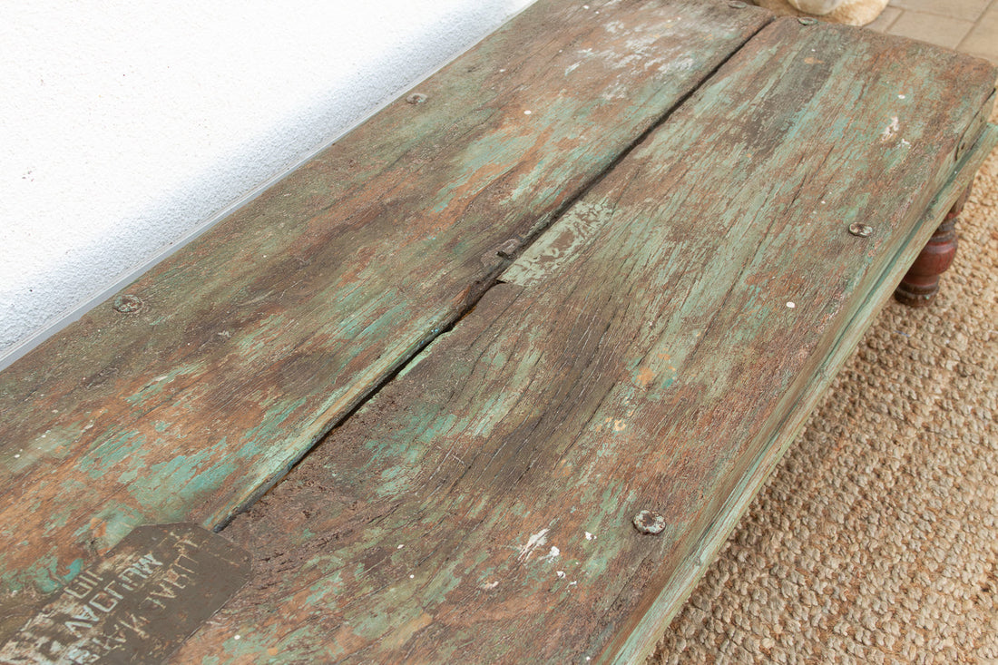 Antique Verdigris Teak Takhat Coffee Table