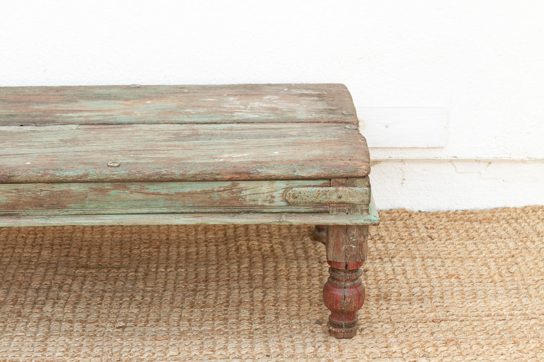 Antique Verdigris Teak Takhat Coffee Table