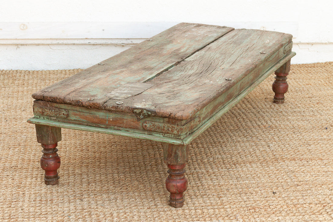 Antique Verdigris Teak Takhat Coffee Table