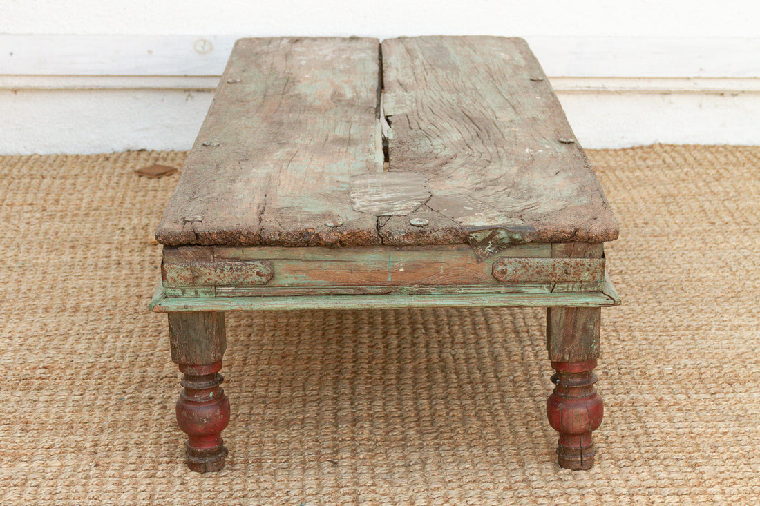 Antique Verdigris Teak Takhat Coffee Table