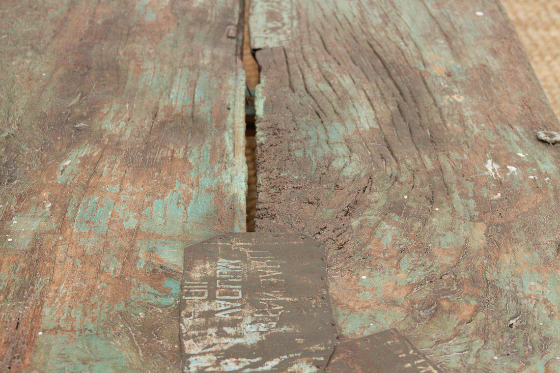 Antique Verdigris Teak Takhat Coffee Table