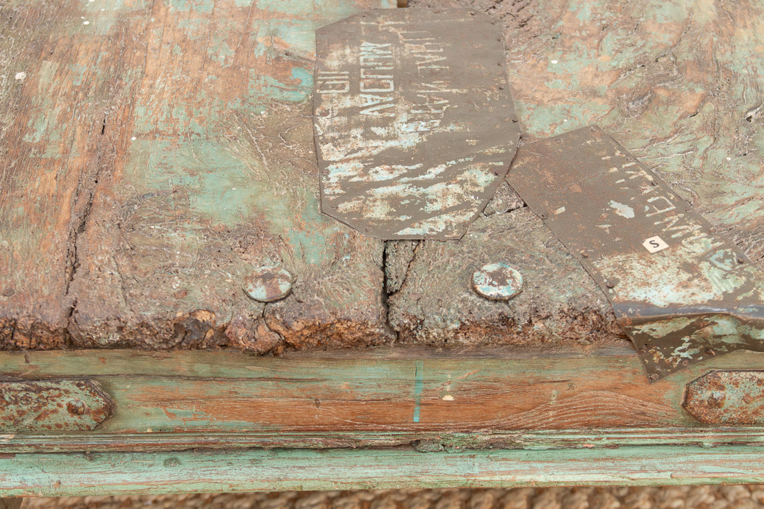 Antique Verdigris Teak Takhat Coffee Table