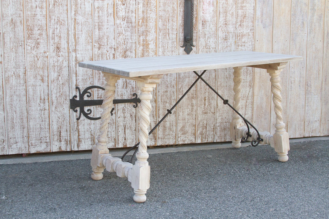 Indo-Portuguese Bleached Teak Writing Table