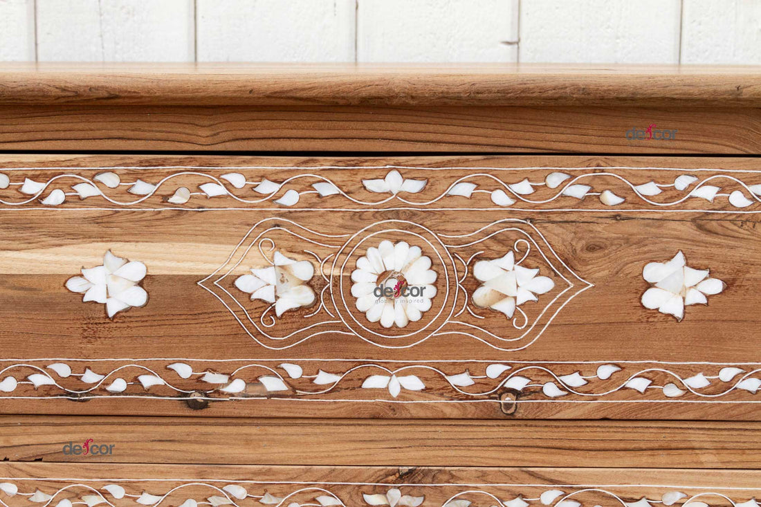 Bleached Reclaimed Teak Damascus Inlay Dresser