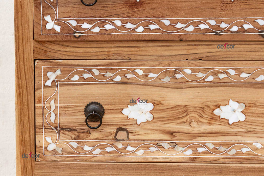 Bleached Reclaimed Teak Damascus Inlay Dresser