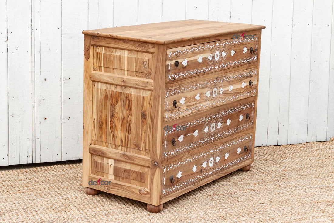 Bleached Reclaimed Teak Damascus Inlay Dresser