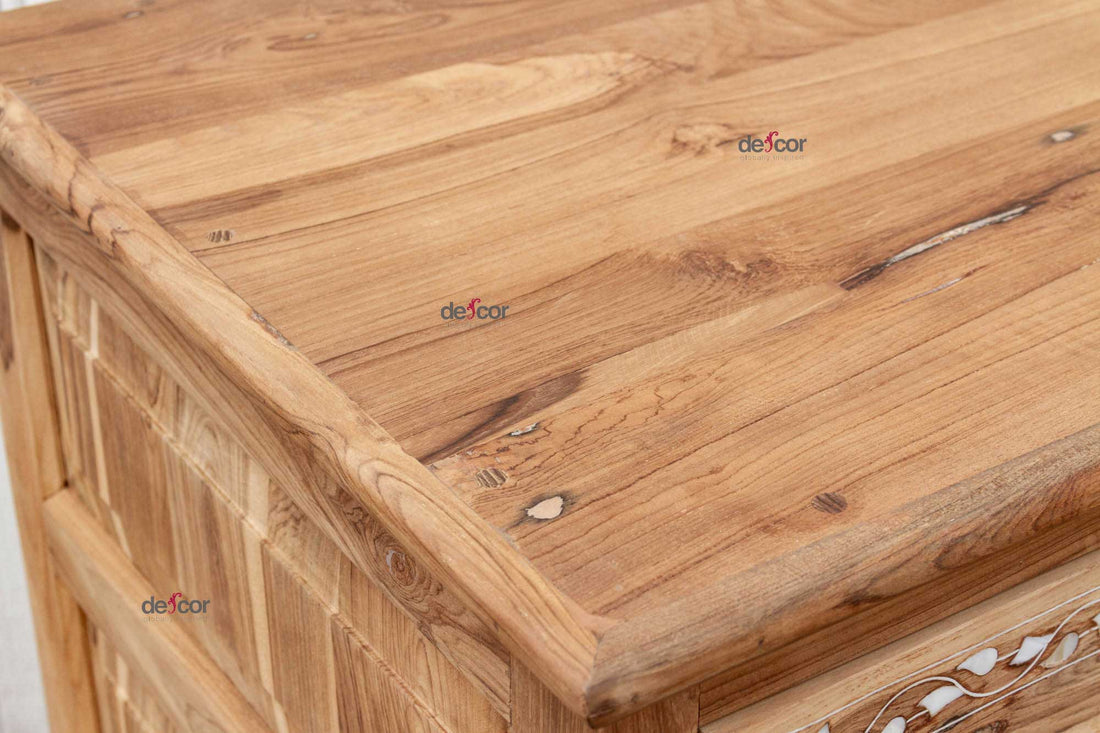 Bleached Reclaimed Teak Damascus Inlay Dresser