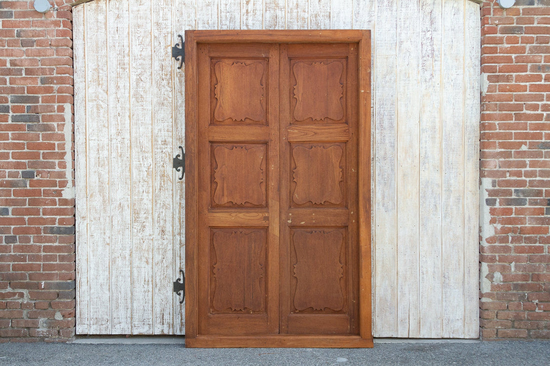 Antique British Colonial Teak Doors with Frame