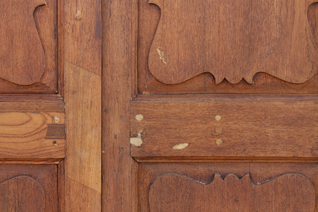Antique British Colonial Teak Doors with Frame