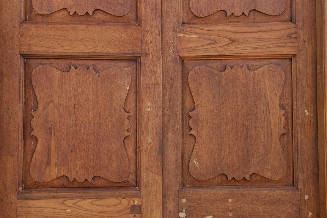 Antique British Colonial Teak Doors with Frame