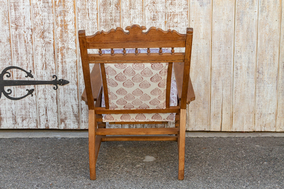 Antique Block Printed Teak Plantation Chair