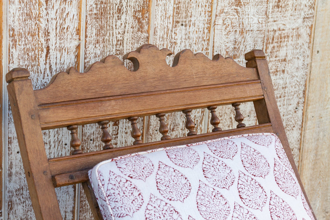 Antique Block Printed Teak Plantation Chair