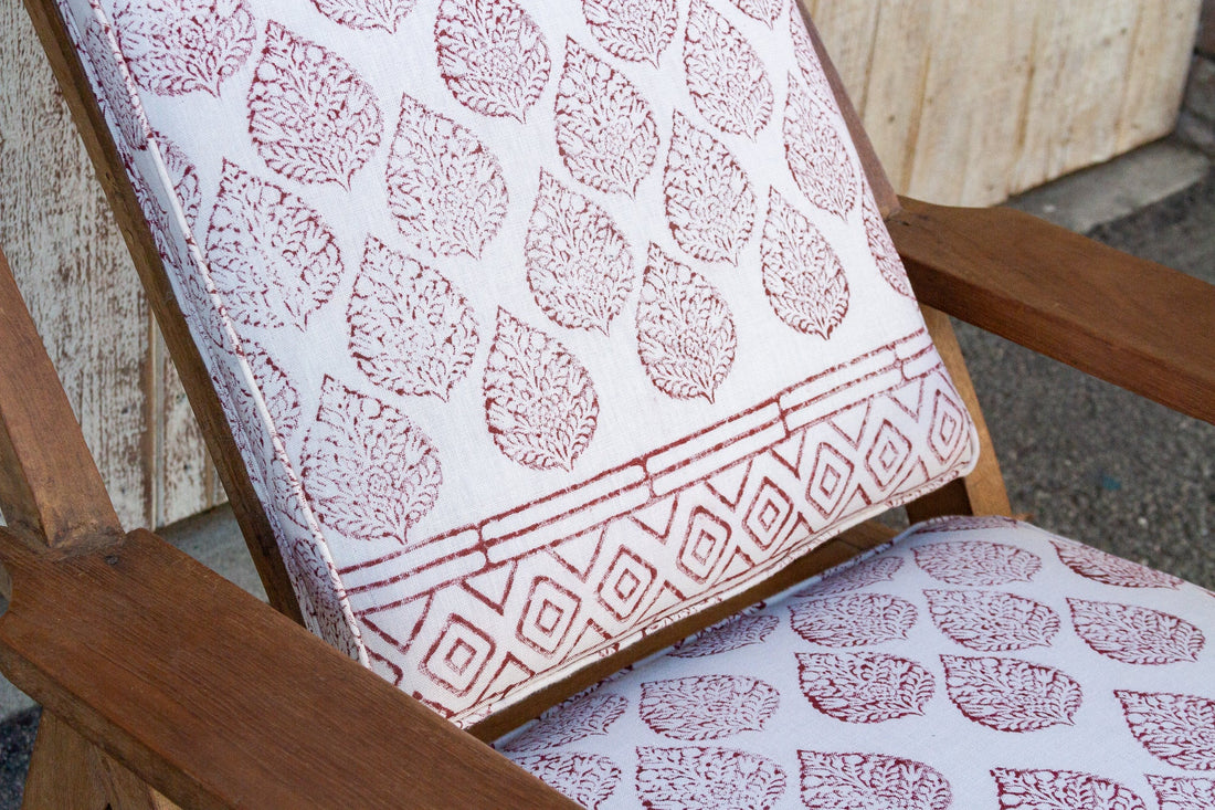 Antique Block Printed Teak Plantation Chair