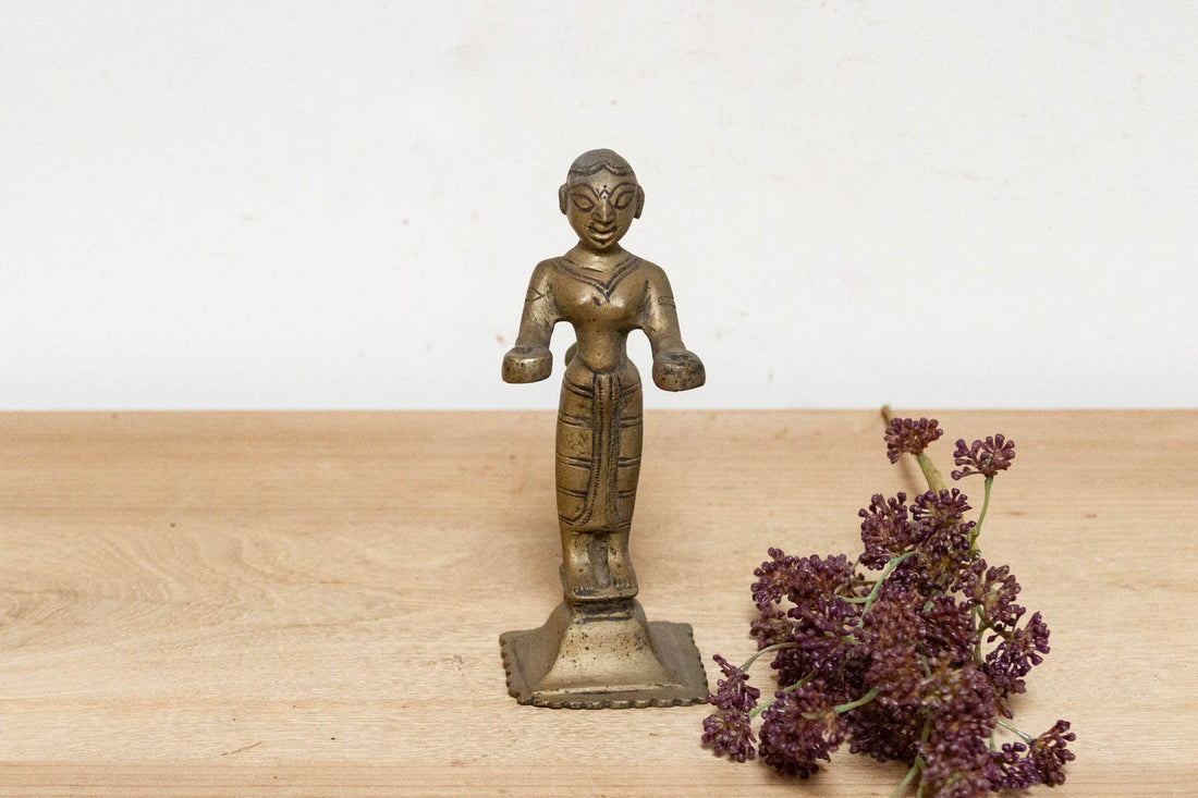 19th Century Indian Lakshmi Brass Oil Lamp