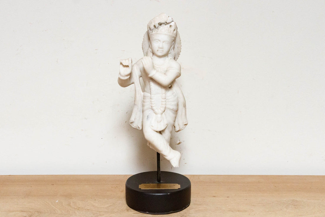 19th Century Exquisite Marble Krishna Statue
