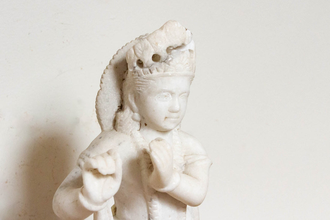 19th Century Exquisite Marble Krishna Statue