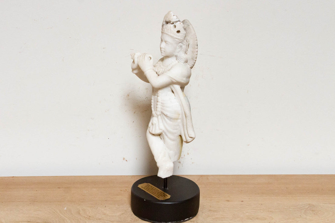 19th Century Exquisite Marble Krishna Statue