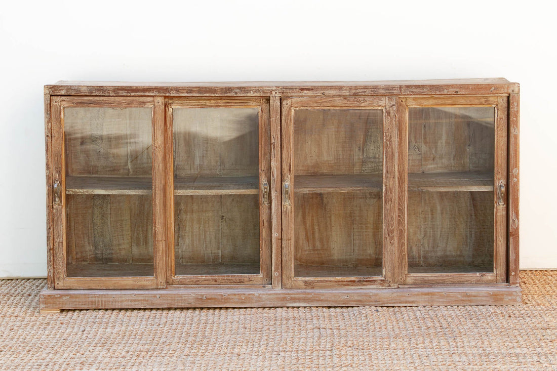 Antique Whitewash Teak Sliding Doors Sideboard