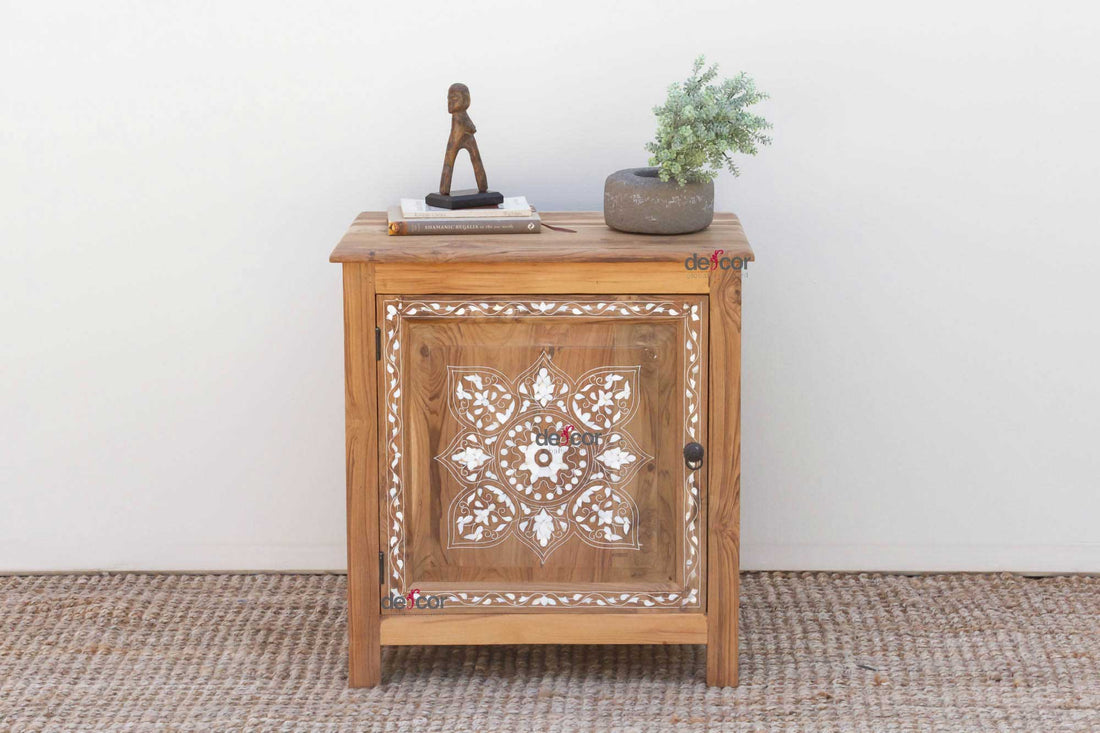Reclaimed Teak Damascus Inlay Cabinet