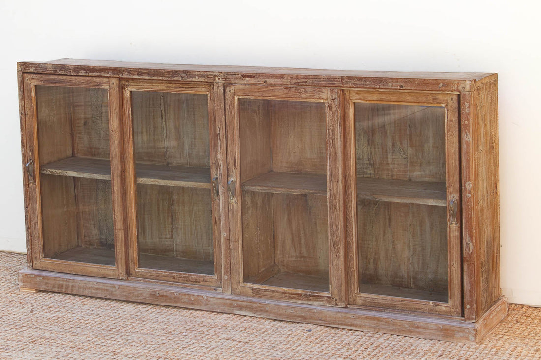 Antique Whitewash Teak Sliding Doors Sideboard
