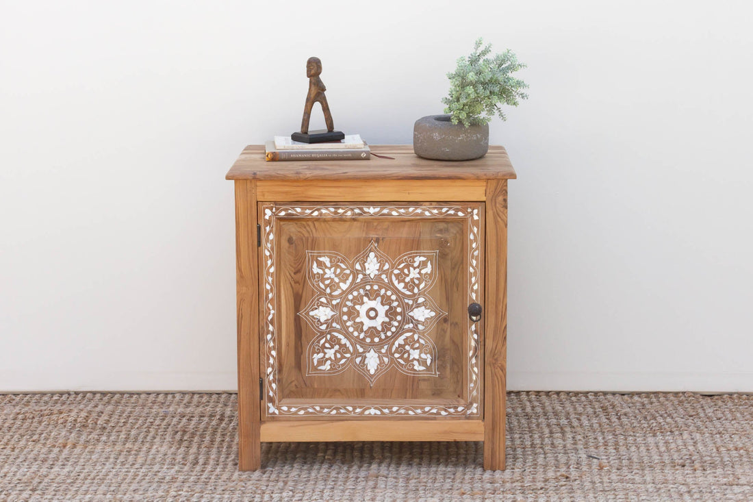 Reclaimed Teak Damascus Inlay Cabinet