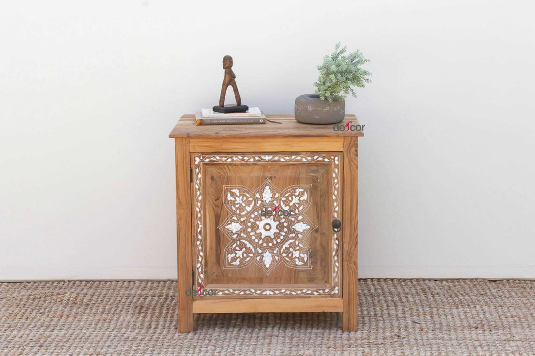 Reclaimed Teak Damascus Inlay Cabinet