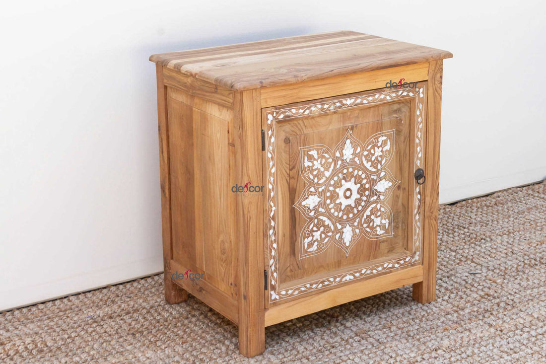 Reclaimed Teak Damascus Inlay Cabinet