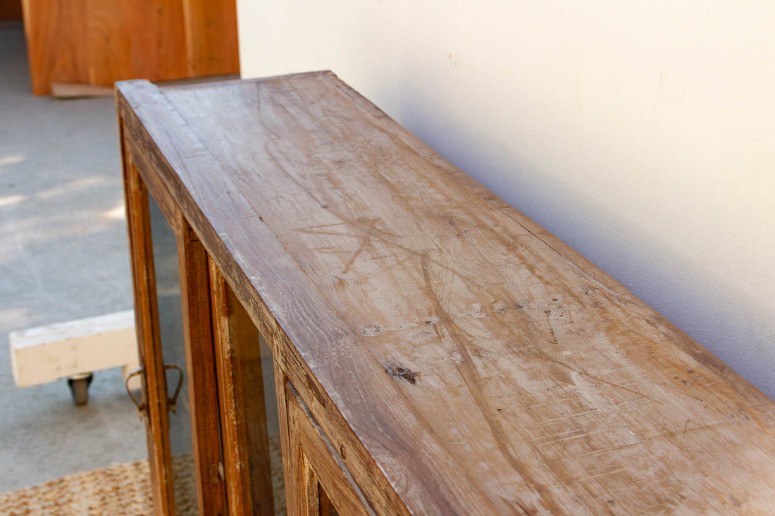Antique Whitewash Teak Sliding Doors Sideboard