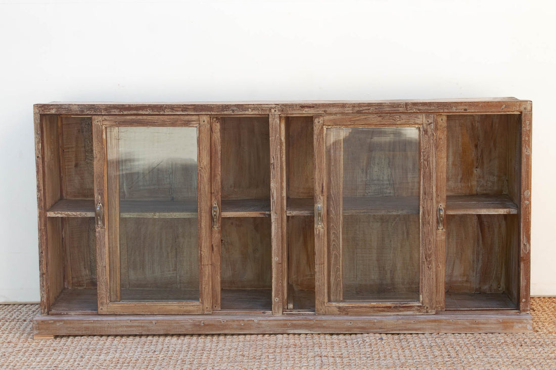 Antique Whitewash Teak Sliding Doors Sideboard