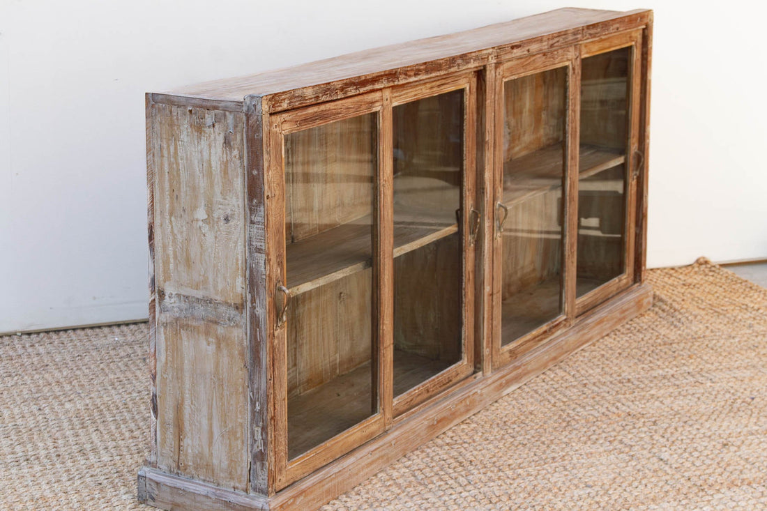 Antique Whitewash Teak Sliding Doors Sideboard