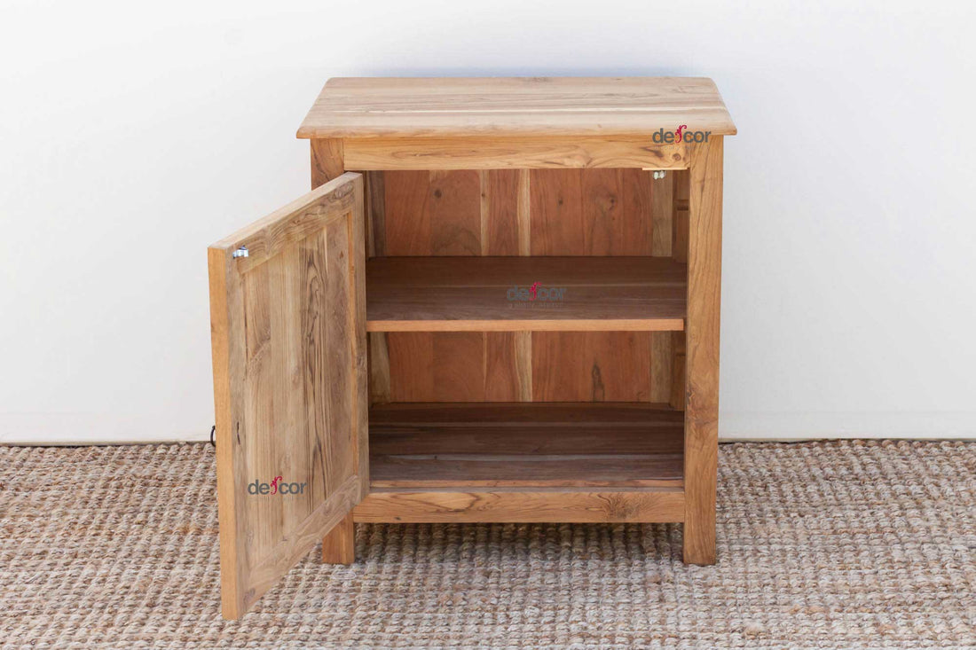 Reclaimed Teak Damascus Inlay Nightstand Cabinet