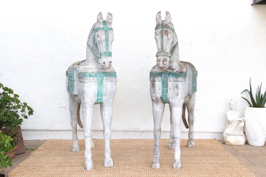The Rajasthani Guardians, Pair of Indian Ceremonial Wood Horses