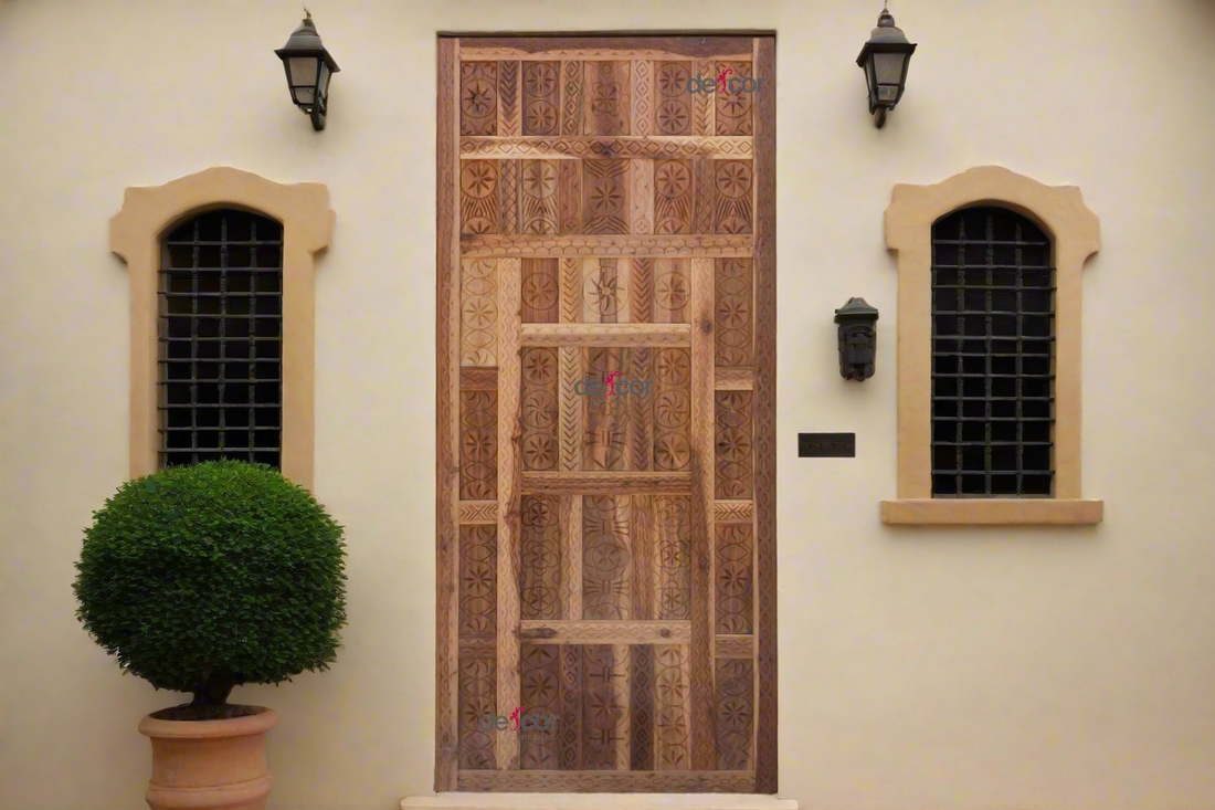 Reclaimed Teak Folk Carving Spanish Colonial Door