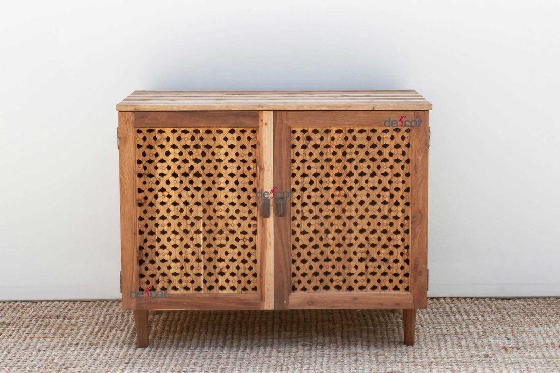Reclaimed Teak Floral Jali Buffet Cabinet