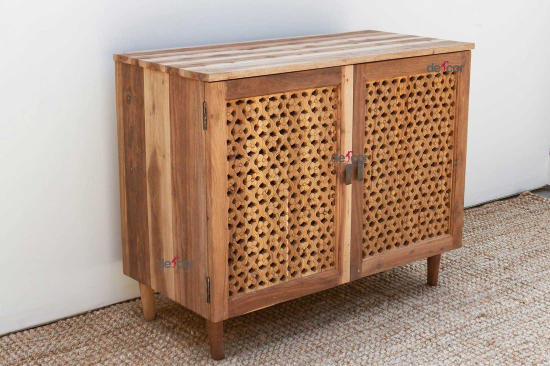 Reclaimed Teak Floral Jali Buffet Cabinet